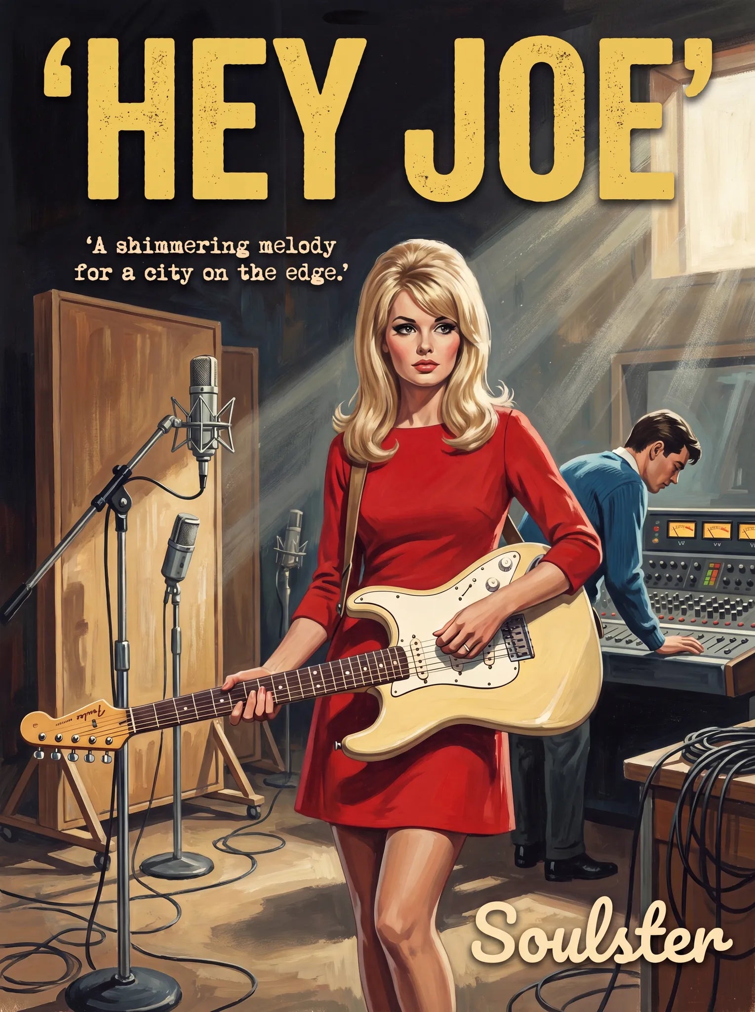 Premium Soulster studio wall art print featuring a mid-century vintage book cover aesthetic inspired by Alternative Indie - Hey Joe.
