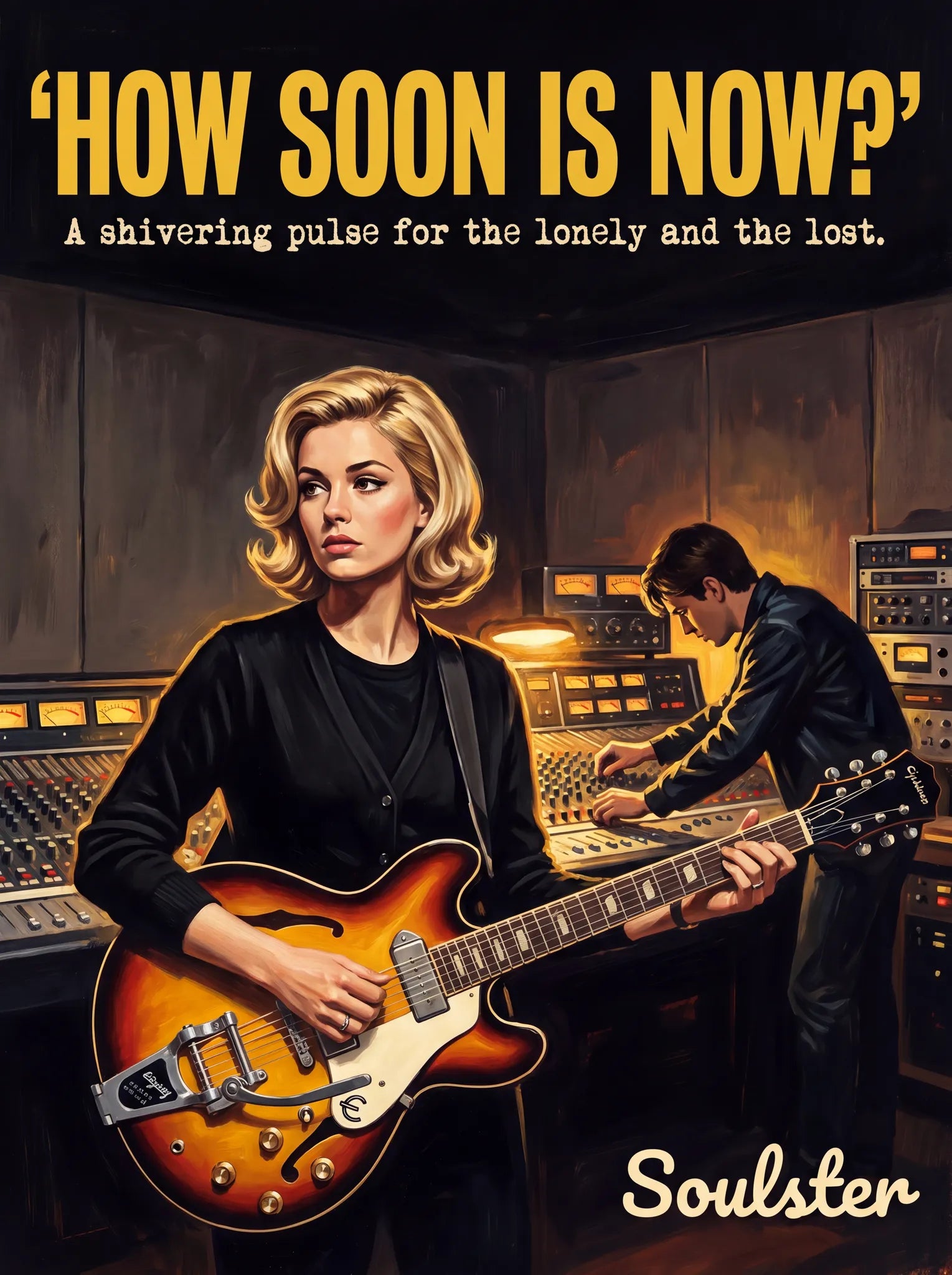 Premium Soulster studio wall art print featuring a mid-century vintage book cover aesthetic inspired by The Smiths - How Soon Is Now?.