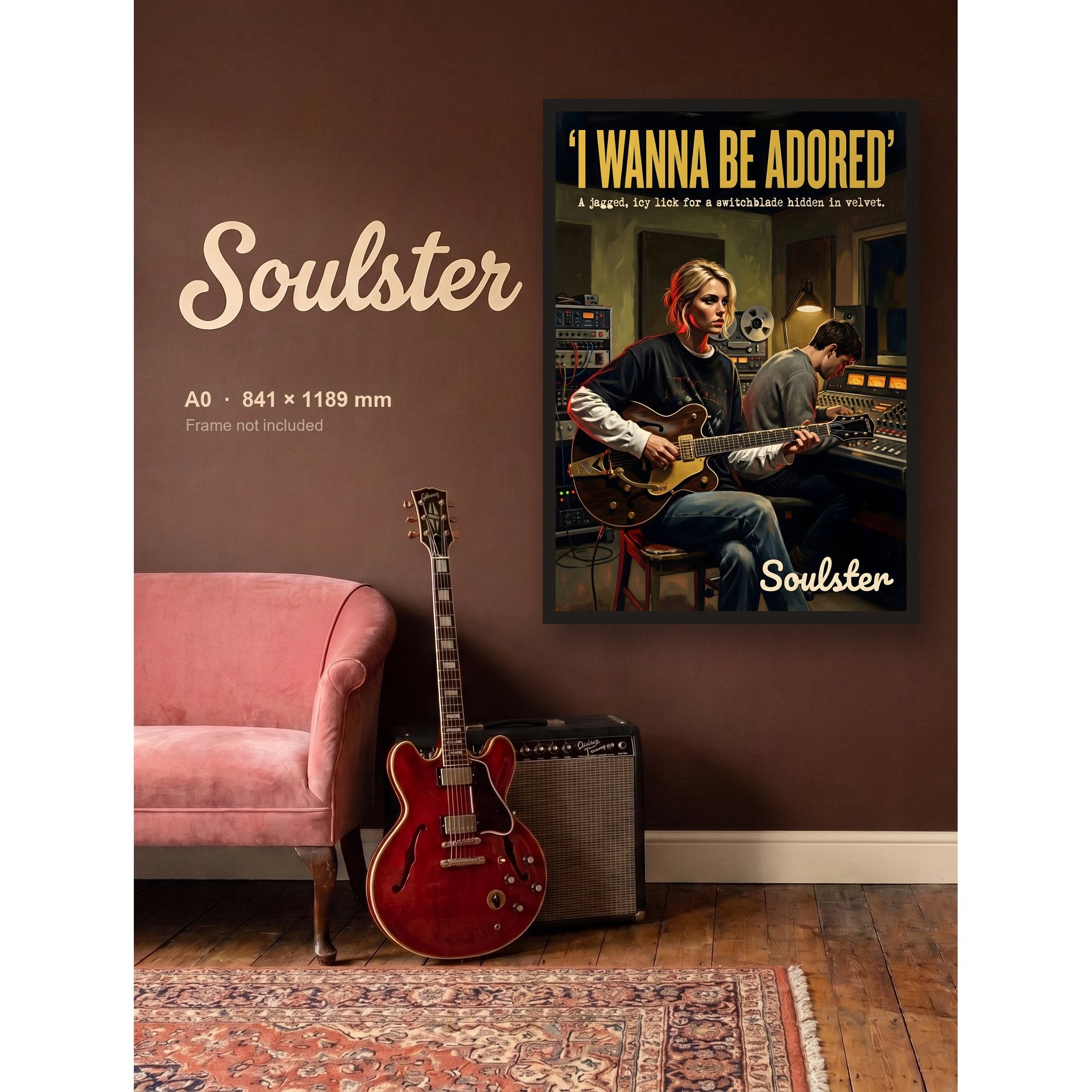 I Wanna Be Adored - Studio Print shown framed on a wall in A0 size. Frame not included.