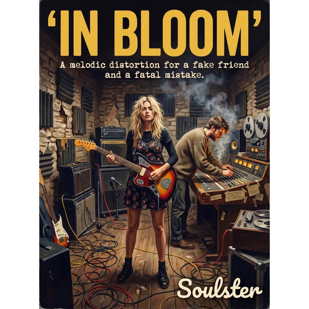 Premium Soulster studio wall art print featuring a mid-century vintage book cover aesthetic inspired by Nirvana - In Bloom.