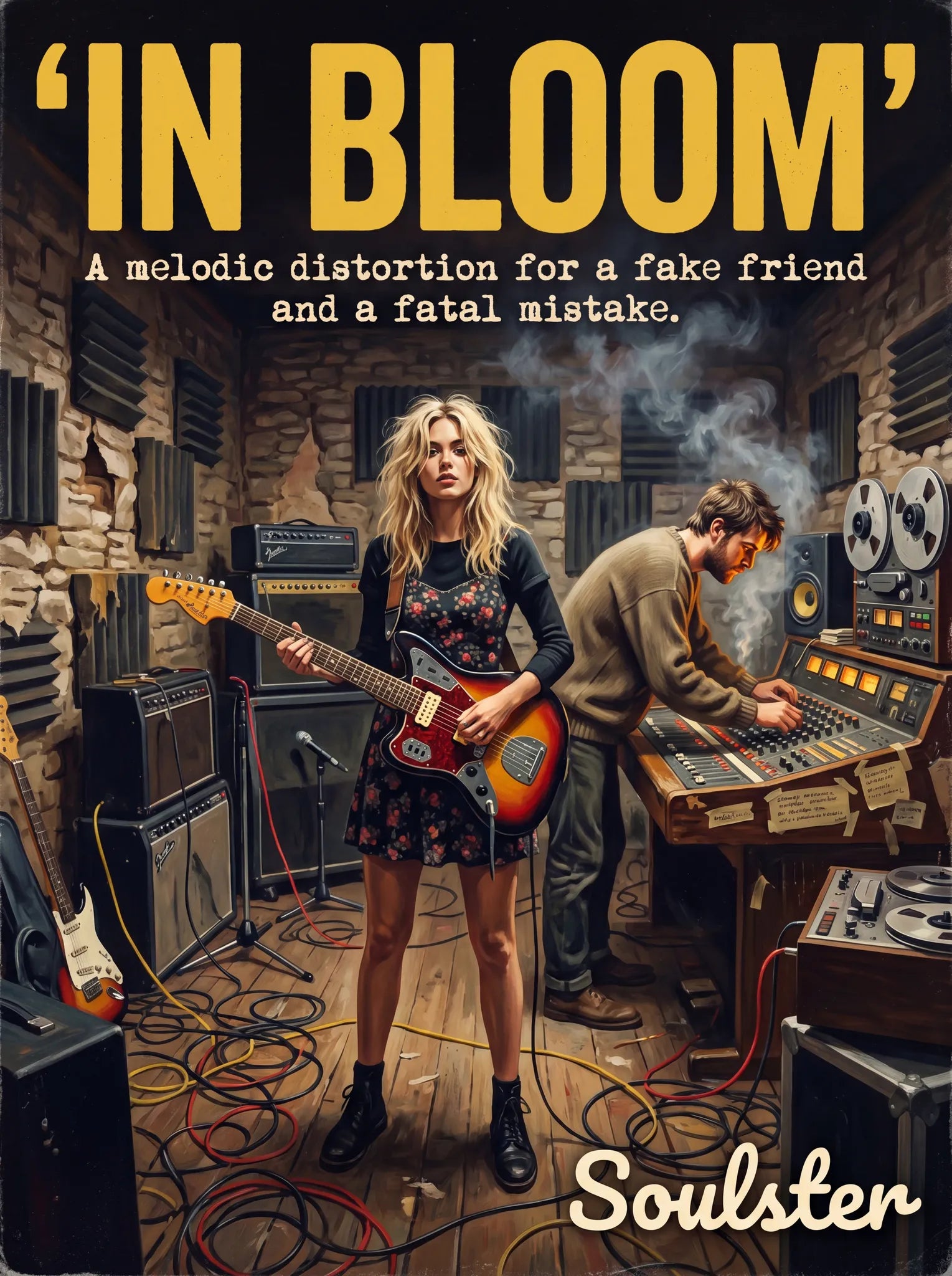 Premium Soulster studio wall art print featuring a mid-century vintage book cover aesthetic inspired by Nirvana - In Bloom.