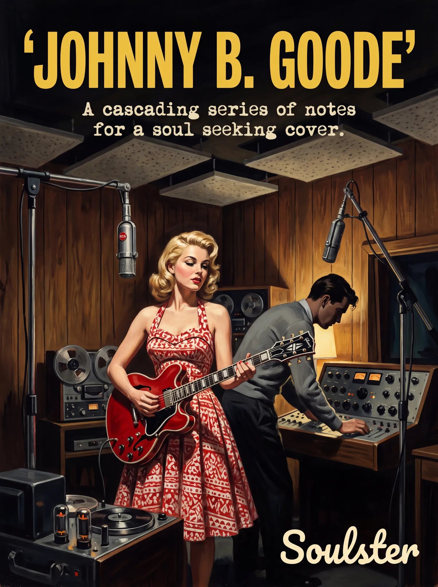 Premium Soulster studio wall art print featuring a mid-century vintage book cover aesthetic inspired by Alternative Indie - Johnny B. Goode.