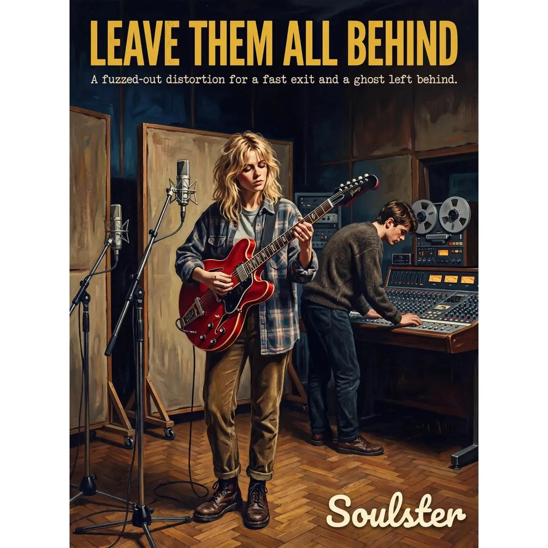 Premium Soulster studio wall art print featuring a mid-century vintage book cover aesthetic inspired by Alternative Indie - Leave Them All Behind.