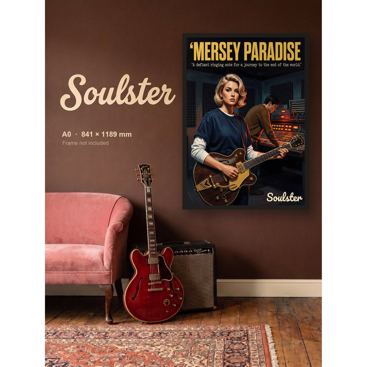 Mersey Paradise - Studio Print shown framed on a wall in A0 size. Frame not included.