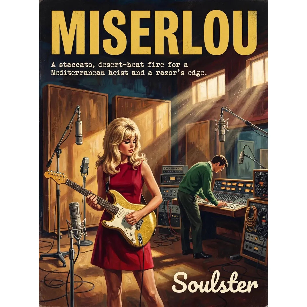 Premium Soulster studio wall art print featuring a mid-century vintage book cover aesthetic inspired by Alternative Indie - Miserlou.