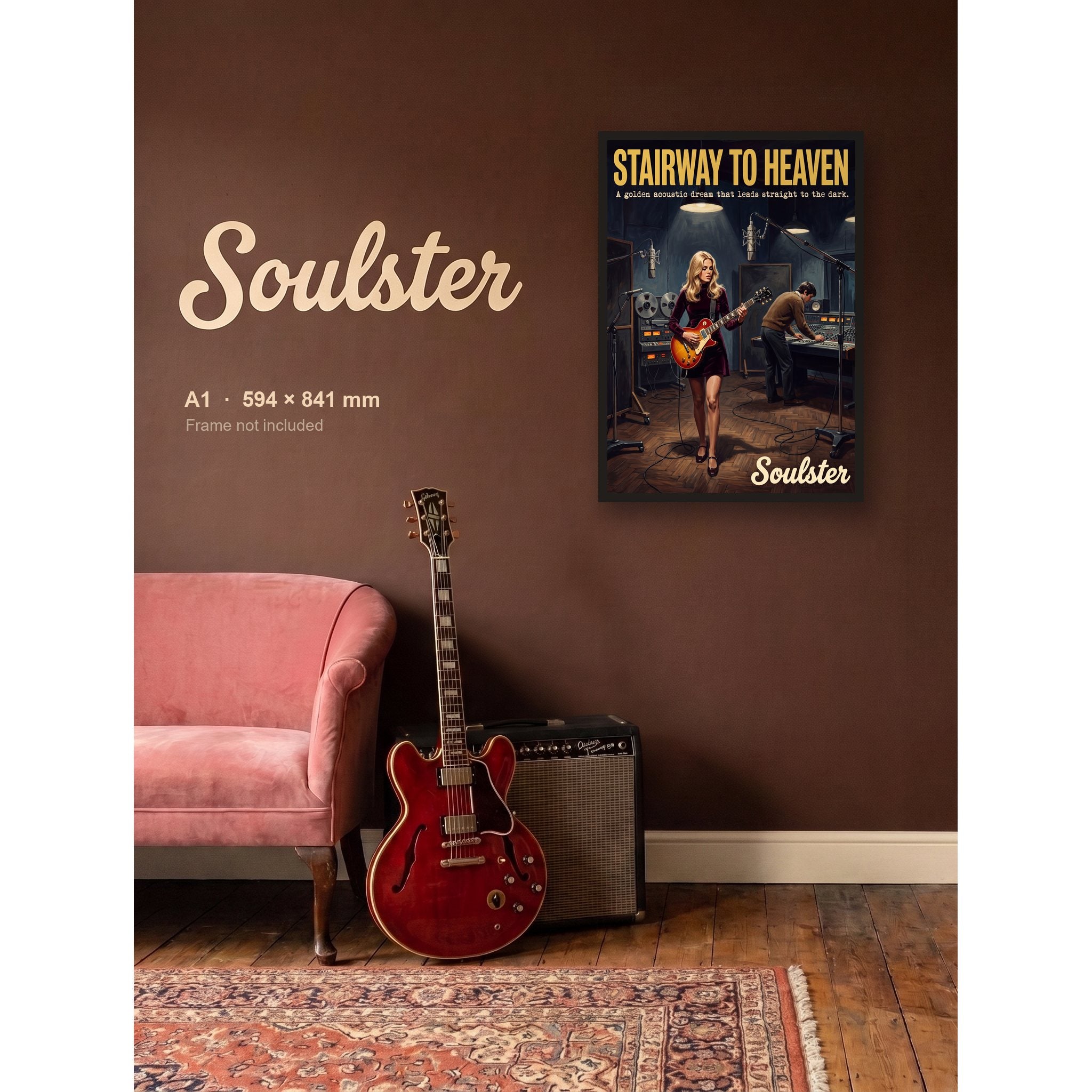 Stairway To Heaven - Studio Print shown framed on a wall in A1 size. Frame not included.
