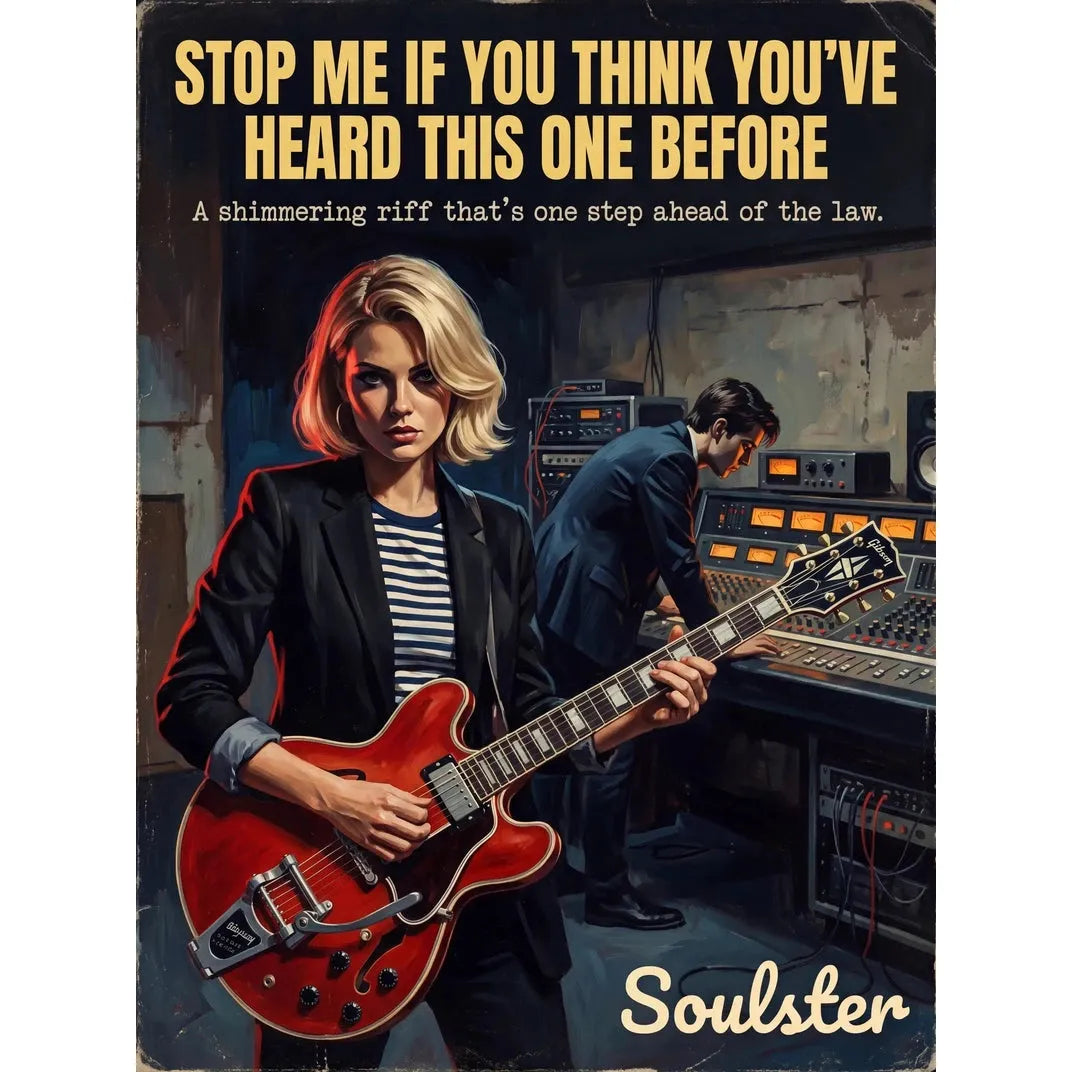 Premium Soulster studio wall art print featuring a mid-century vintage book cover aesthetic inspired by The Smiths - Stop Me If You Think You've Heard This One Before.