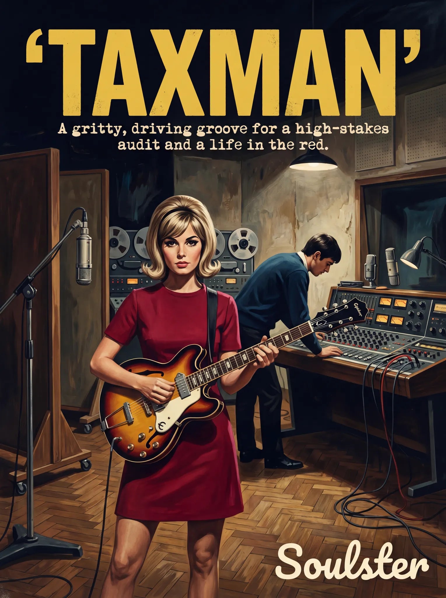Premium Soulster studio wall art print featuring a mid-century vintage book cover aesthetic inspired by The Beatles - Taxman.