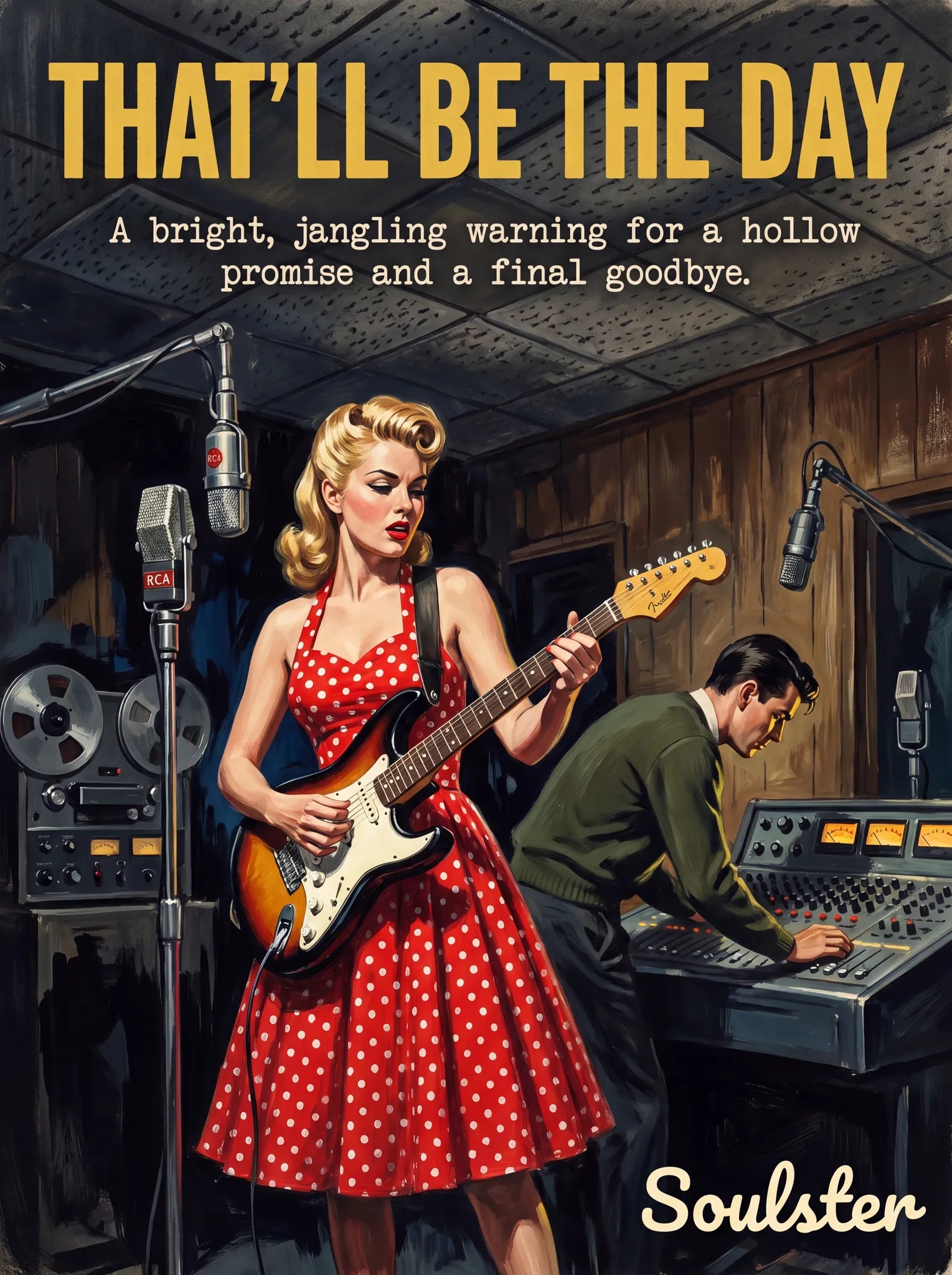 Premium Soulster studio wall art print featuring a mid-century vintage book cover aesthetic inspired by Alternative Indie - That'll Be The Day.