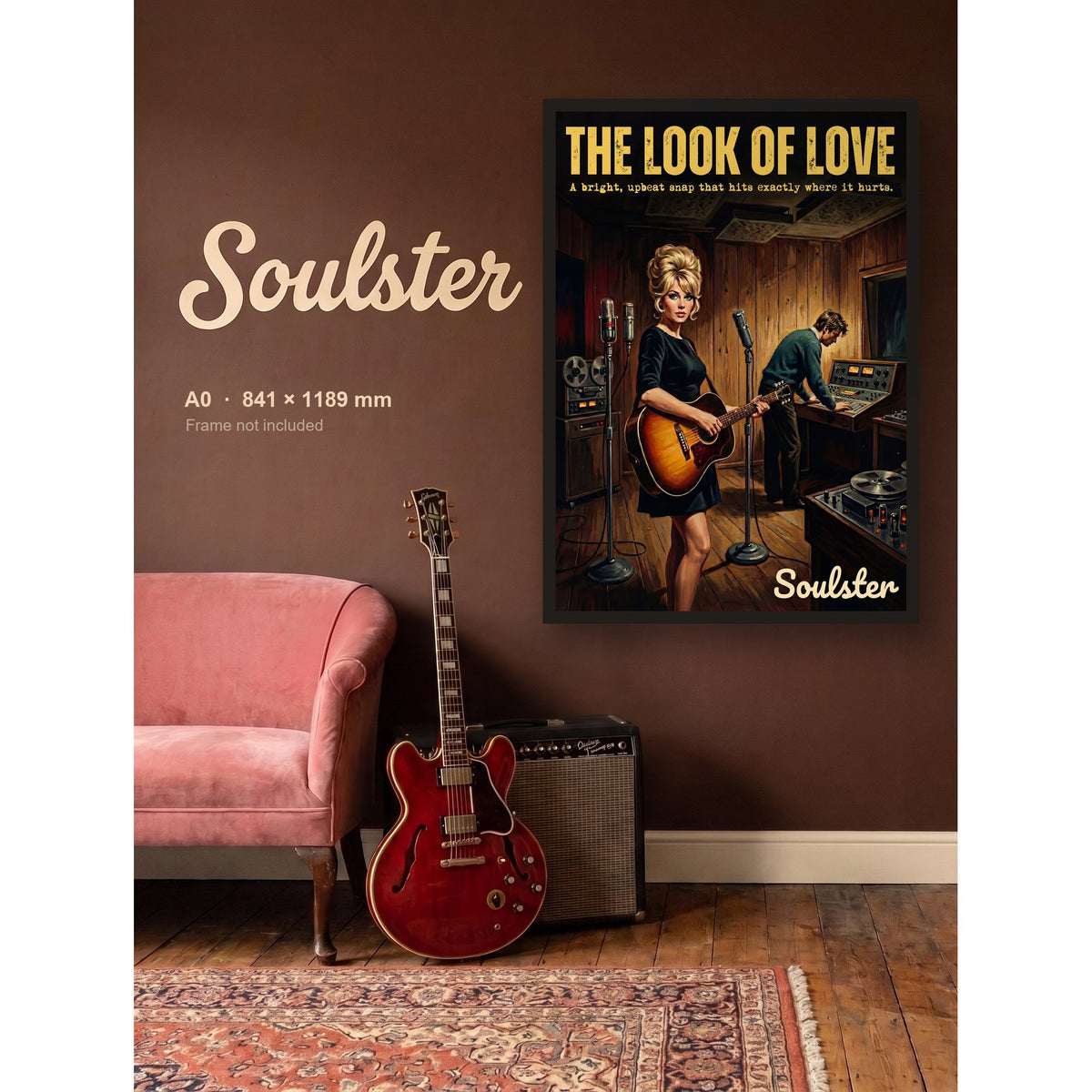 The Look Of Love - Studio Print shown framed on a wall in A0 size. Frame not included.