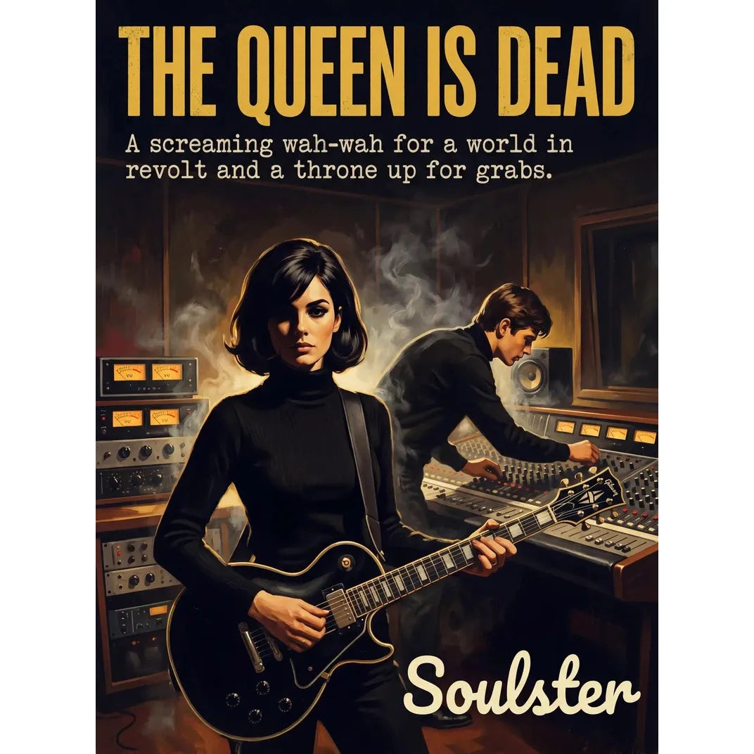 Premium Soulster studio wall art print featuring a mid-century vintage book cover aesthetic inspired by The Smiths - The Queen Is Dead.