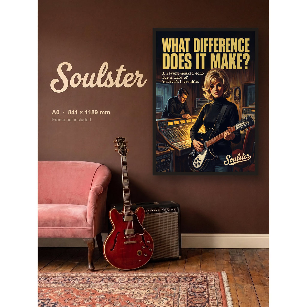 What Difference Does It Make? - Studio Print shown framed on a wall in A0 size. Frame not included.