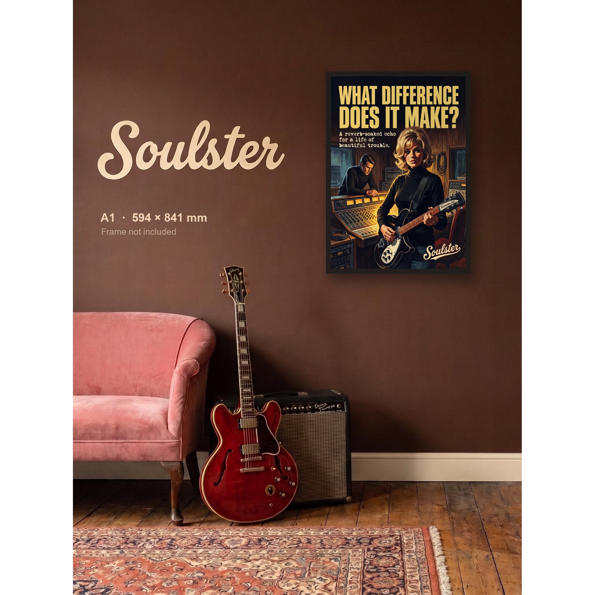 What Difference Does It Make? - Studio Print shown framed on a wall in A1 size. Frame not included.