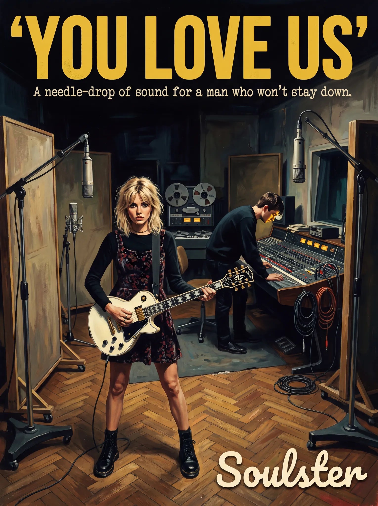 Premium Soulster studio wall art print featuring a mid-century vintage book cover aesthetic inspired by Alternative Indie - You Love Us.