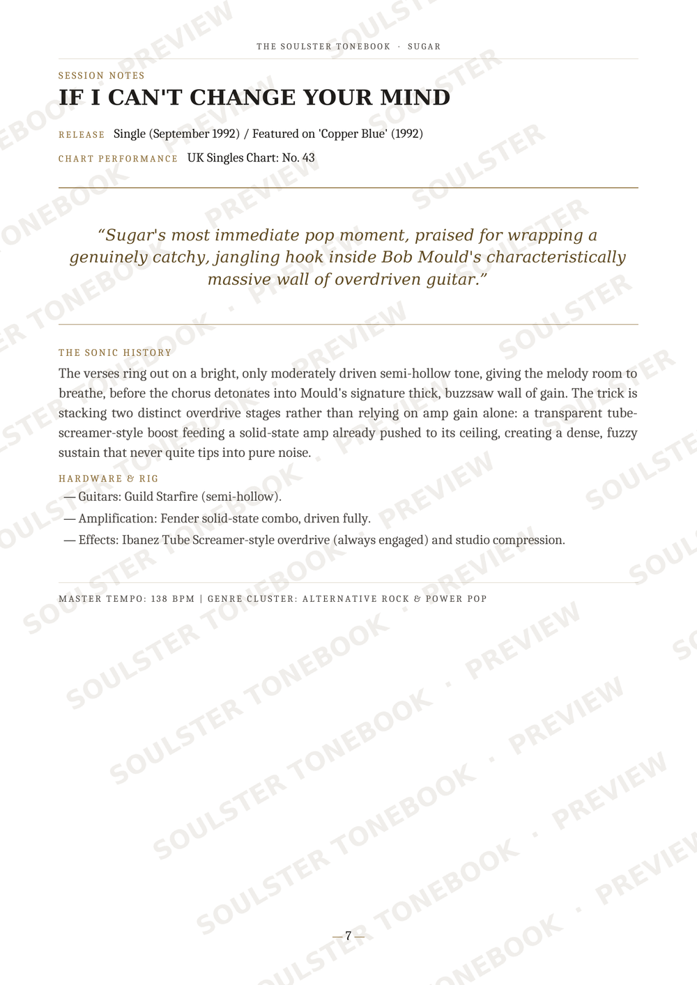 A single printed page showing the front cover of a music book or album titled 'IF I CAN'T CHANGE YOUR MIND' by Robert Plant, with a quote and track listing text. The page is mostly white with black text and repeated diagonal 'SOULSTORE PREVIEW' watermarks across it.