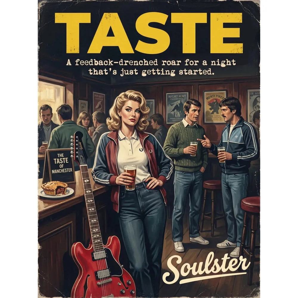 Soulster retro pulp thriller book cover style art print illustration inspired by Alternative Indie - Taste.