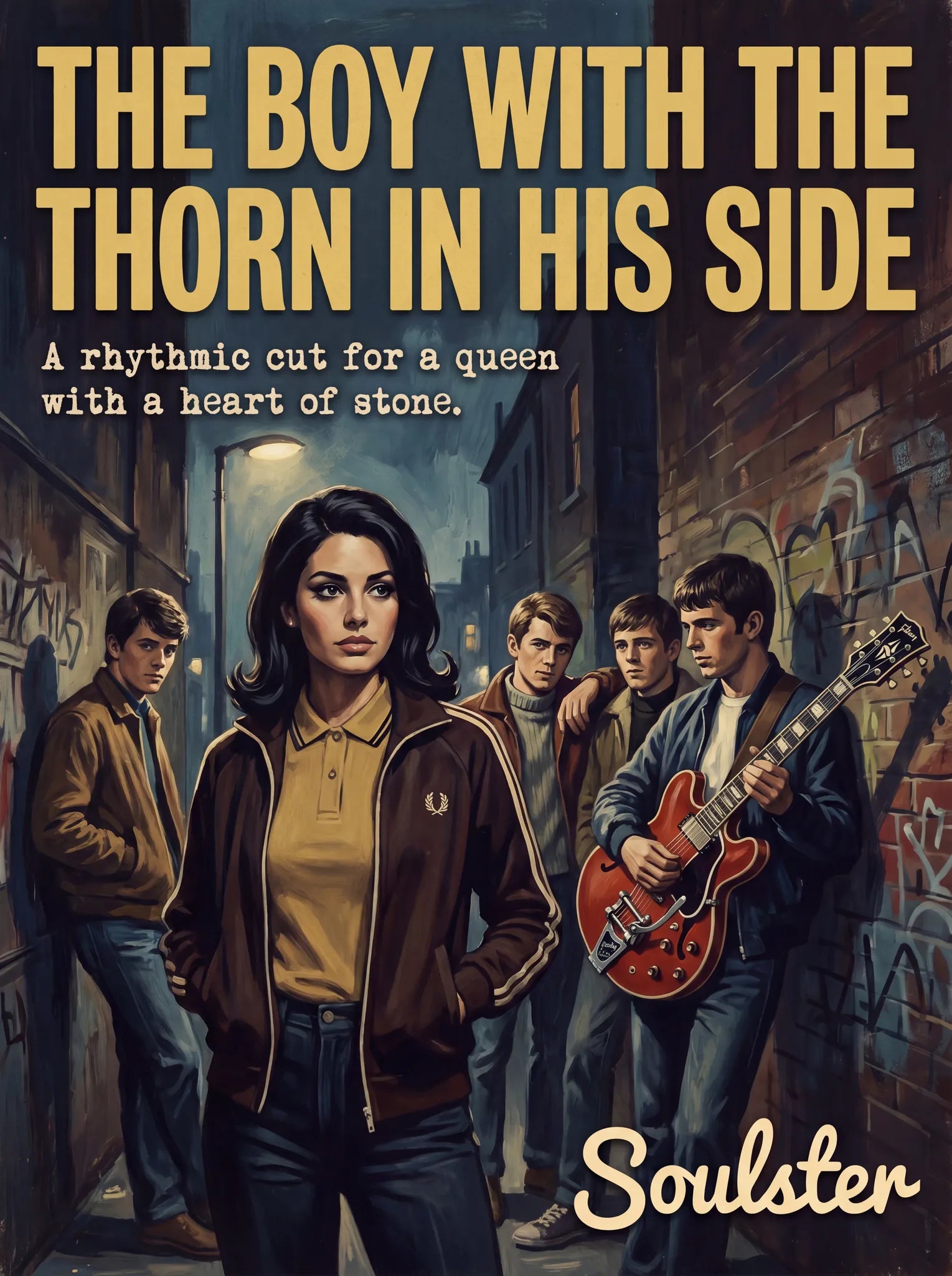 Soulster retro pulp thriller book cover style art print illustration inspired by The Smiths - The Boy With The Thorn In His Side.