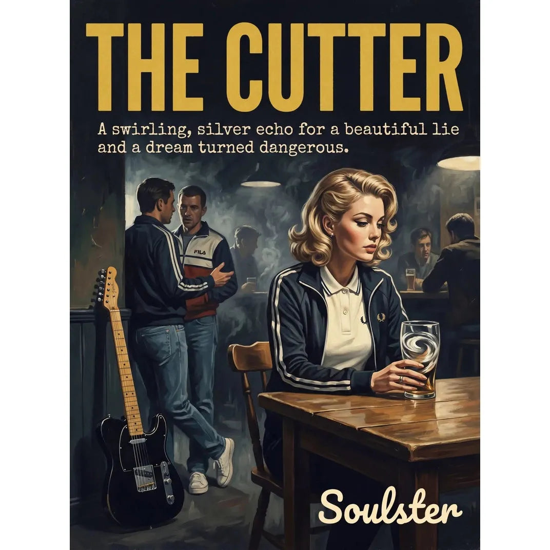 Soulster retro pulp thriller book cover style art print illustration inspired by Alternative Indie - The Cutter.