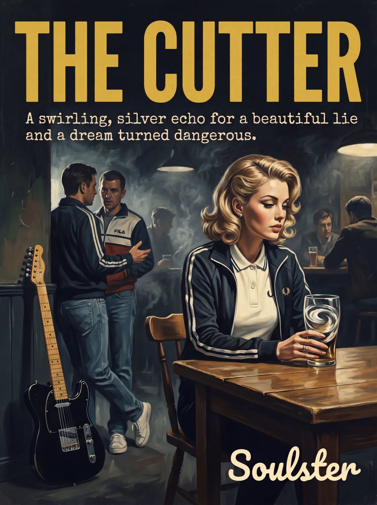 Soulster retro pulp thriller book cover style art print illustration inspired by Alternative Indie - The Cutter.