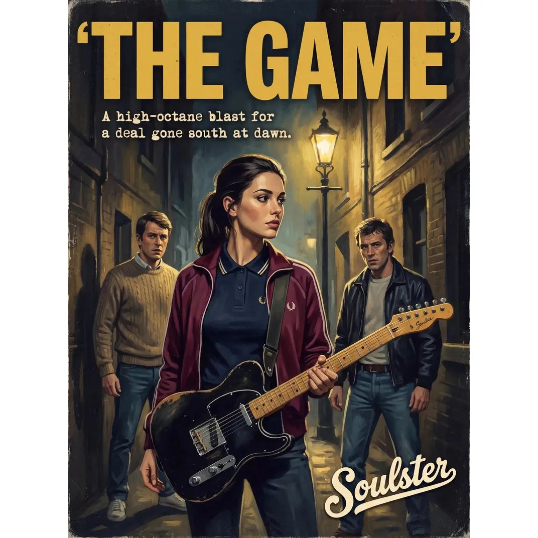 Soulster retro pulp thriller book cover style art print illustration inspired by Alternative Indie - The Game.