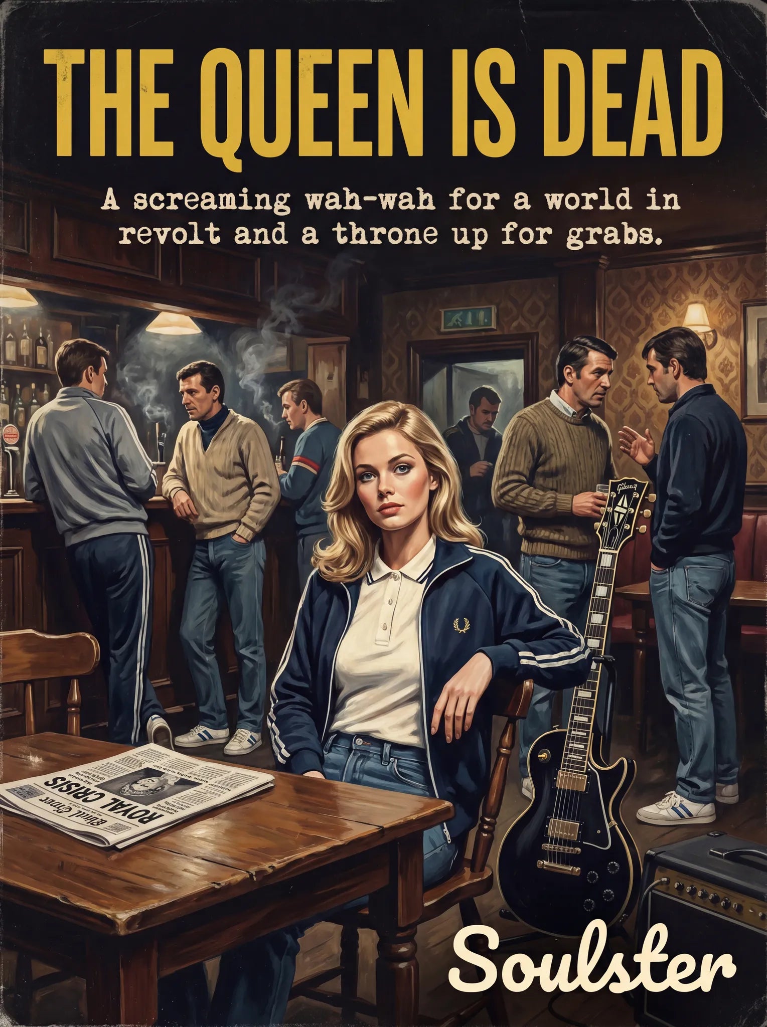 Soulster retro pulp thriller book cover style art print illustration inspired by The Smiths - The Queen Is Dead.