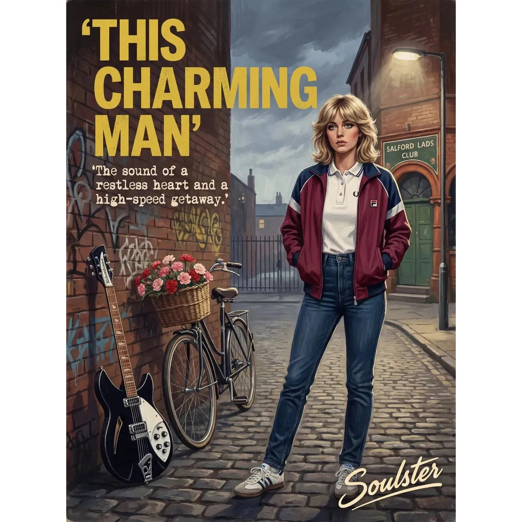 Soulster retro pulp thriller book cover style art print illustration inspired by The Smiths - This Charming Man.