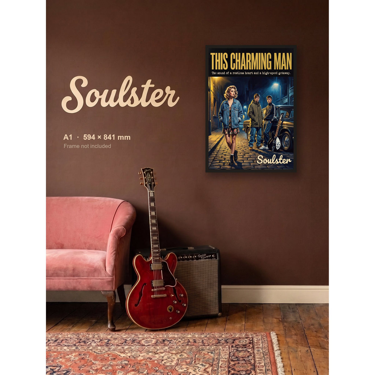 This Charming Man - 1990s Print shown framed on a wall in A1 size. Frame not included.