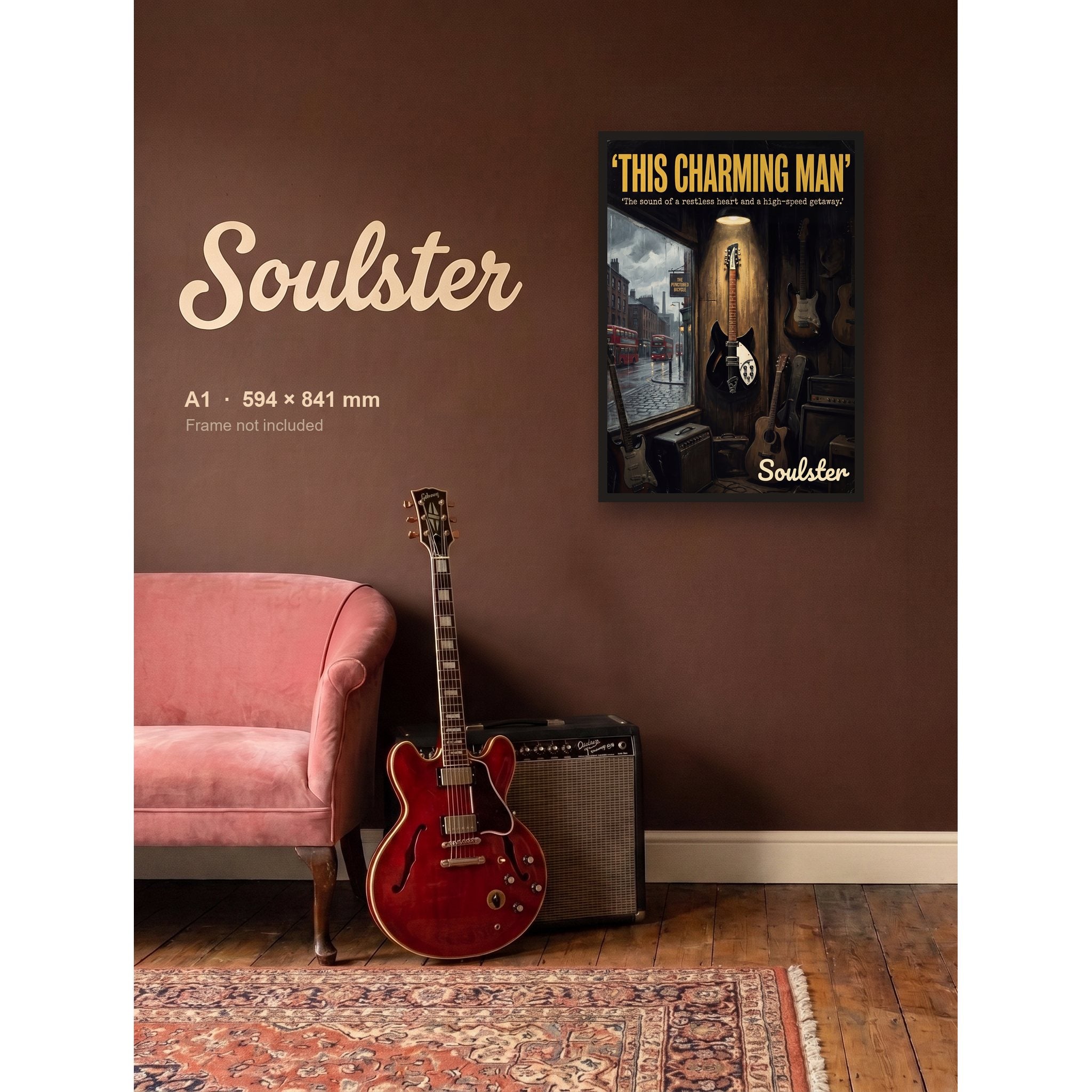 This Charming Man - Manchester shown framed on a wall in A1 size. Frame not included.