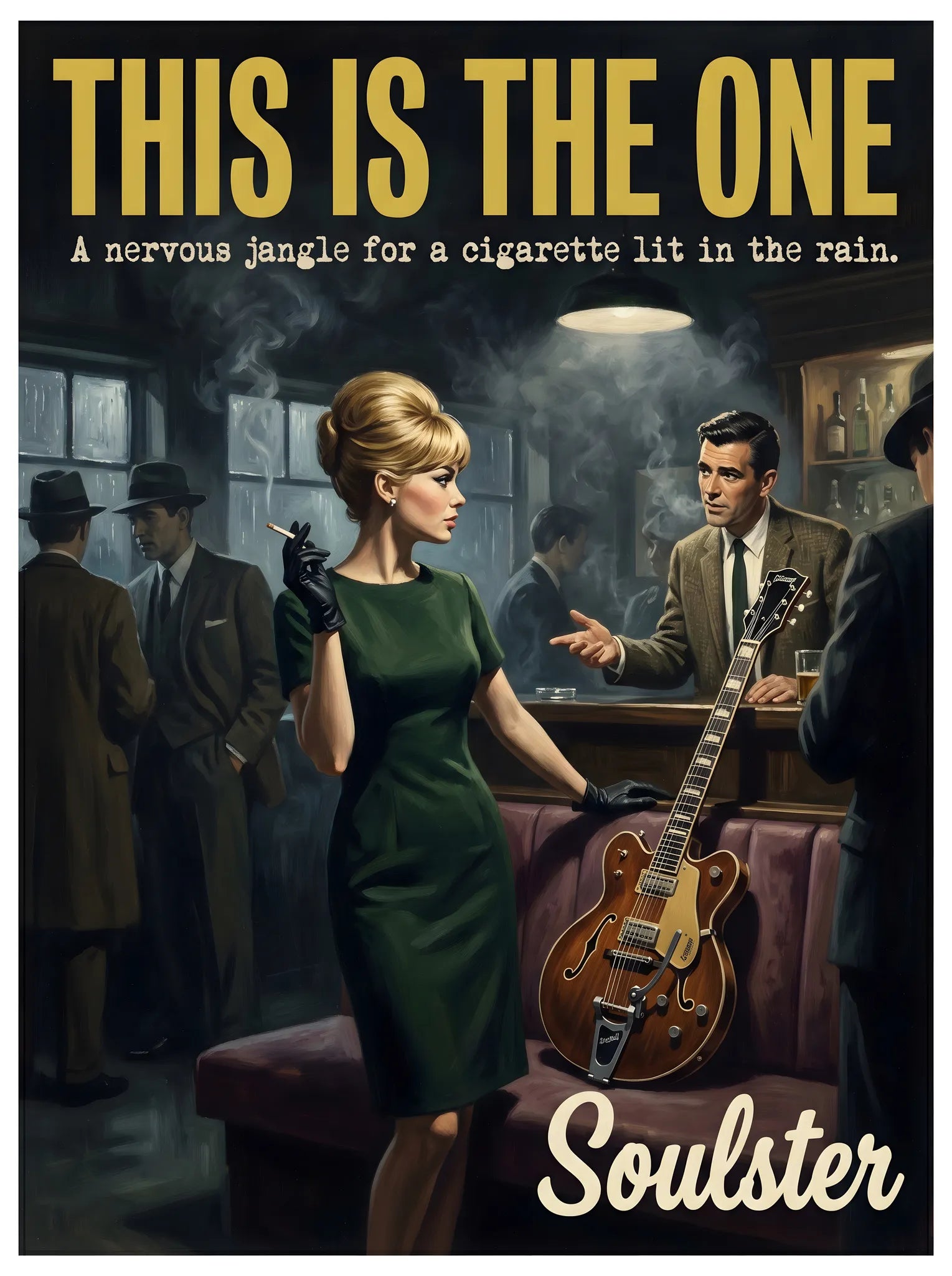 Soulster cinematic vintage pulp book cover art print illustration styled in a classic 1960s design layout inspired by This Is The One.