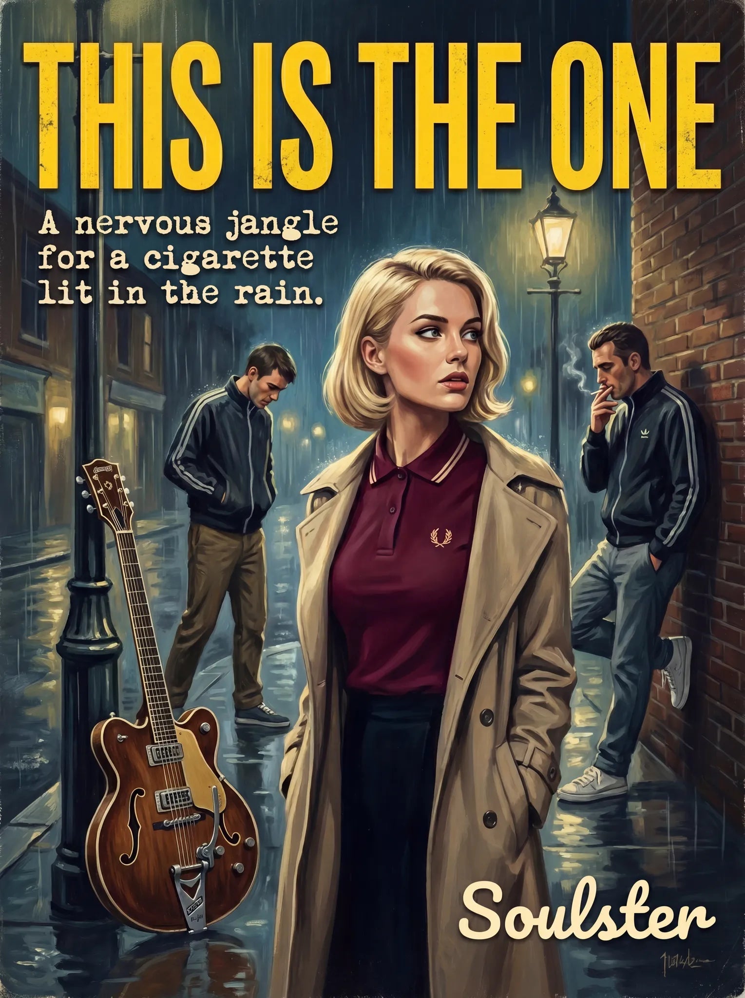 Soulster retro pulp thriller book cover style art print illustration inspired by The Stone Roses - This Is The One.