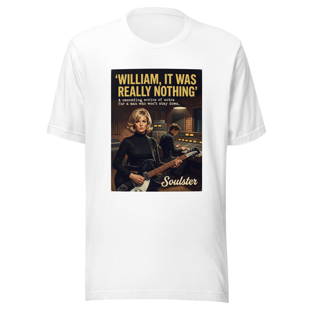 Soulster premium studio edition graphic t-shirt inspired by the timeless music legacy of William It Was Really Nothing.