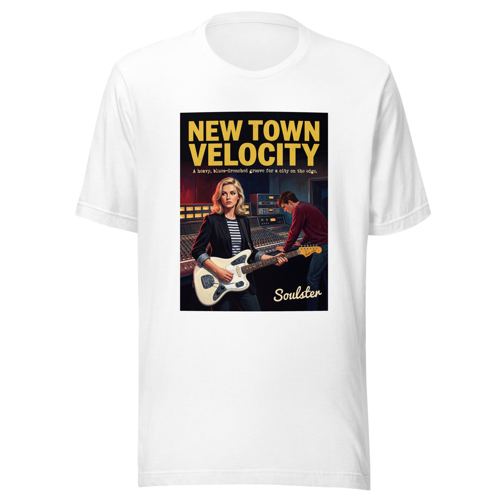 Soulster premium studio edition graphic t-shirt inspired by the timeless music legacy of New Town Velocity.