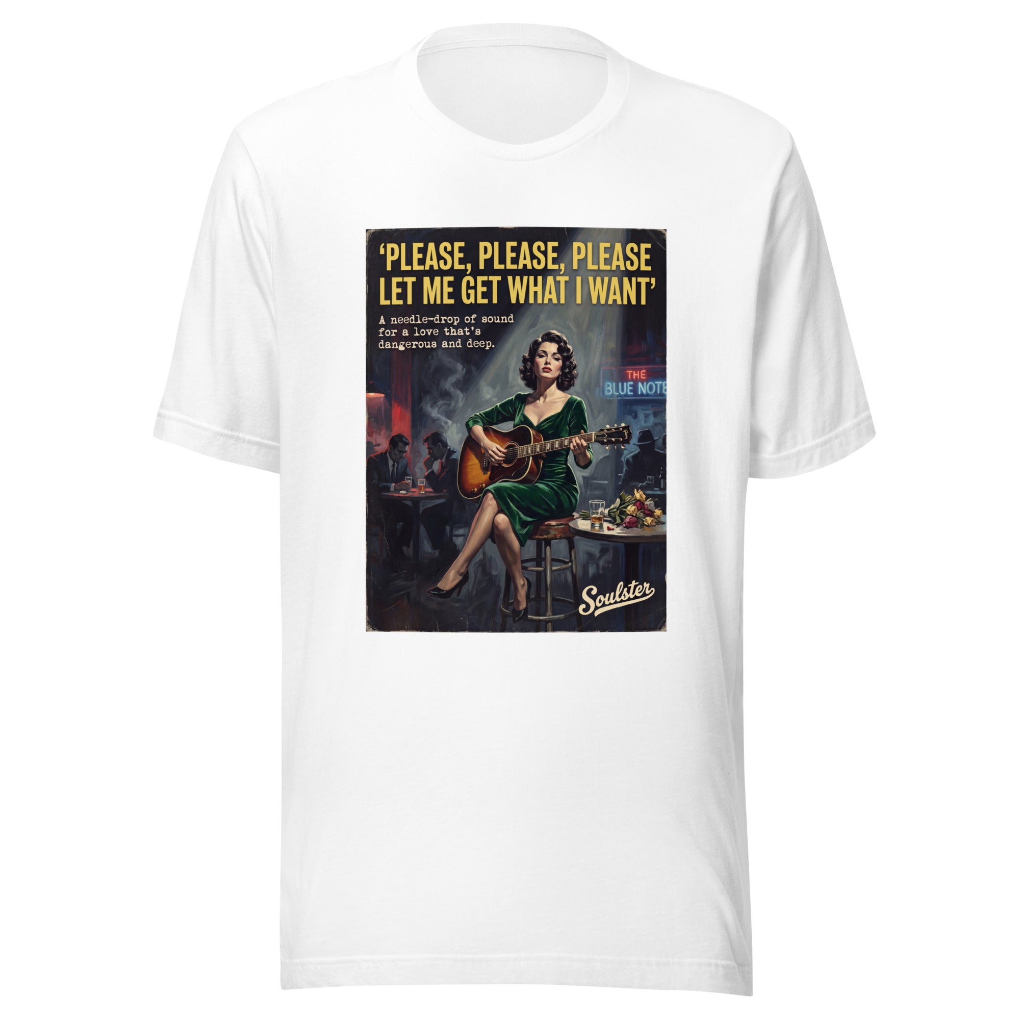 Soulster premium studio edition graphic t-shirt inspired by the timeless music legacy of Please, Please, Please, Let Me Get What I Want T-Shirt - Film Noir Edition.