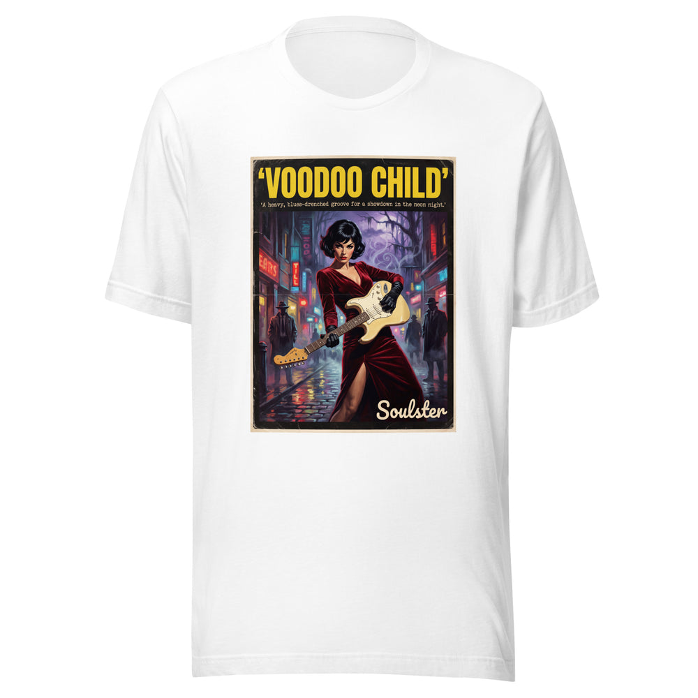 Soulster premium studio edition graphic t-shirt inspired by the timeless music legacy of Voodoo Child T-Shirt - Film Noir Edition.