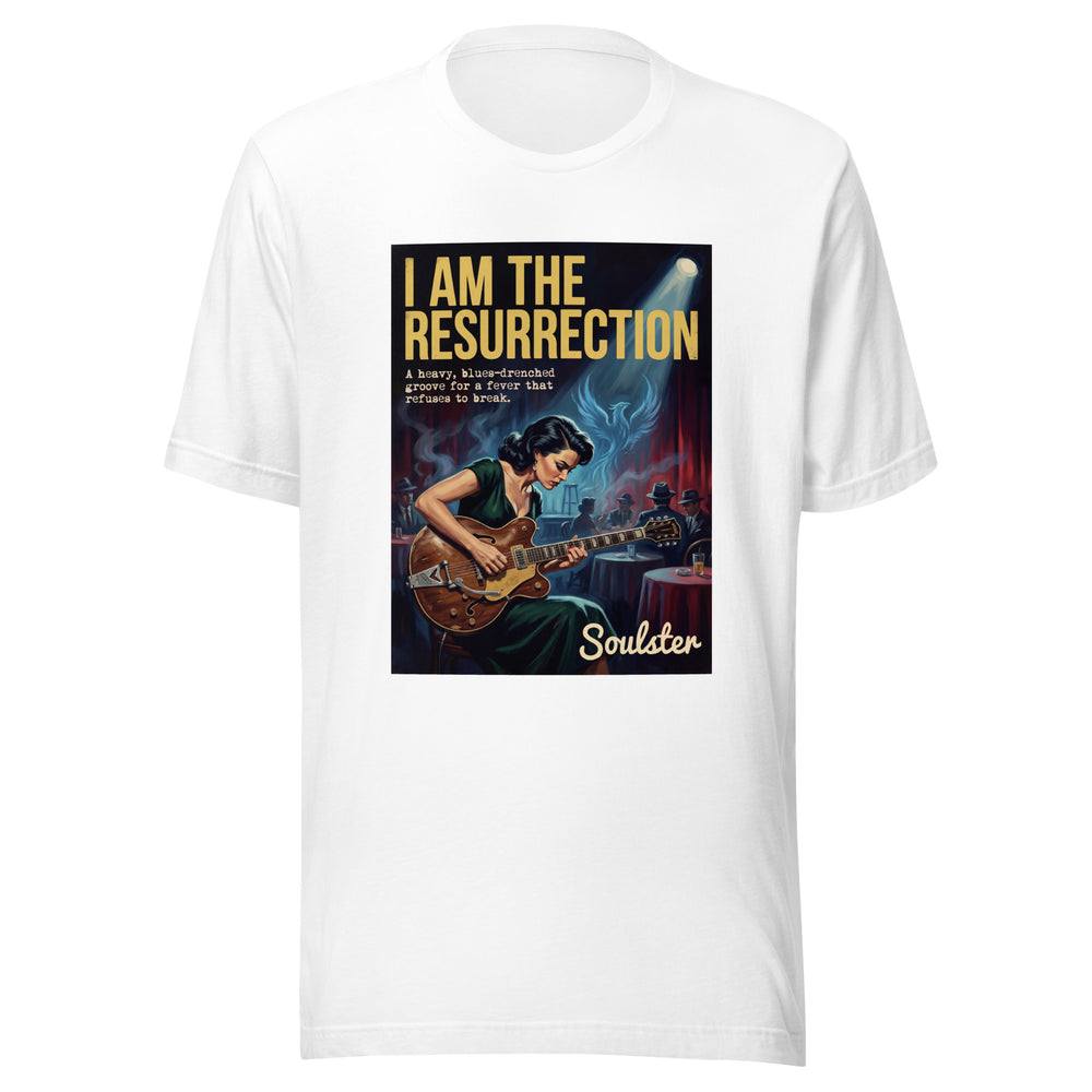 Soulster premium studio edition graphic t-shirt inspired by the timeless music legacy of I Am The Resurrection T-Shirt - Film Noir Edition.