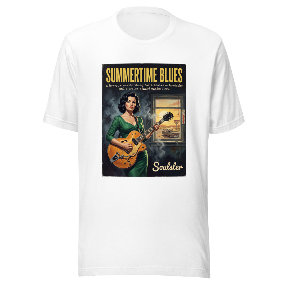 Soulster premium studio edition graphic t-shirt inspired by the timeless music legacy of Summertime Blues T-Shirt - Film Noir Edition.