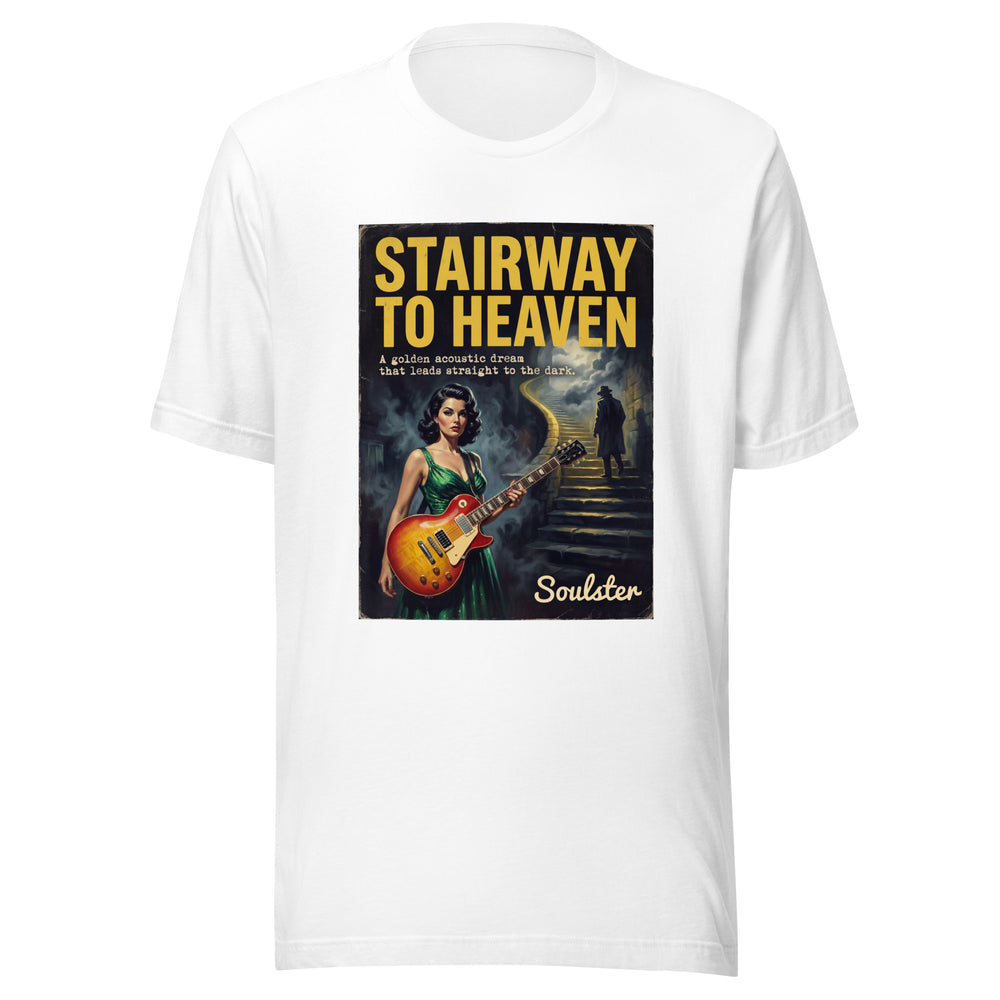 Soulster premium studio edition graphic t-shirt inspired by the timeless music legacy of Stairway To Heaven T-Shirt - Film Noir Edition.