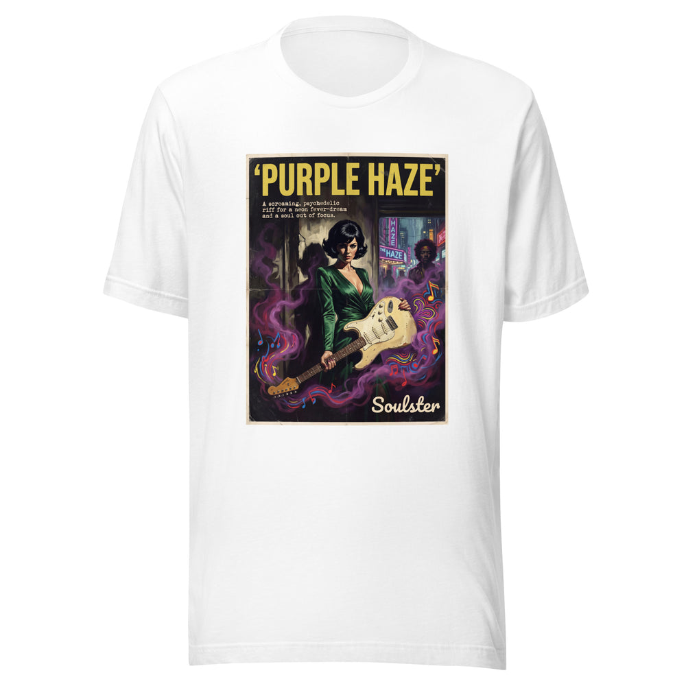 Soulster premium studio edition graphic t-shirt inspired by the timeless music legacy of Purple Haze T-Shirt - Film Noir Edition.