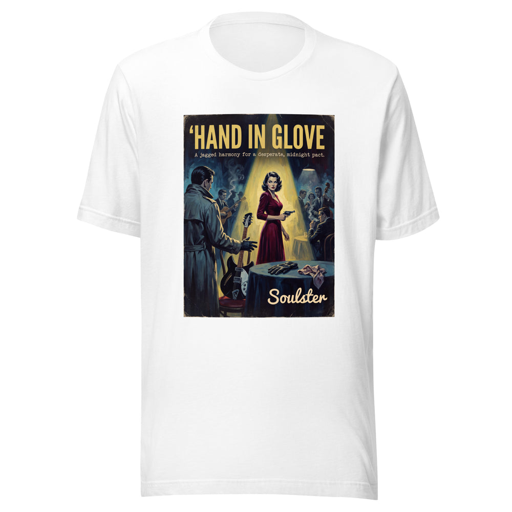 Soulster premium studio edition graphic t-shirt inspired by the timeless music legacy of Hand In Glove T-Shirt - Film Noir Edition.