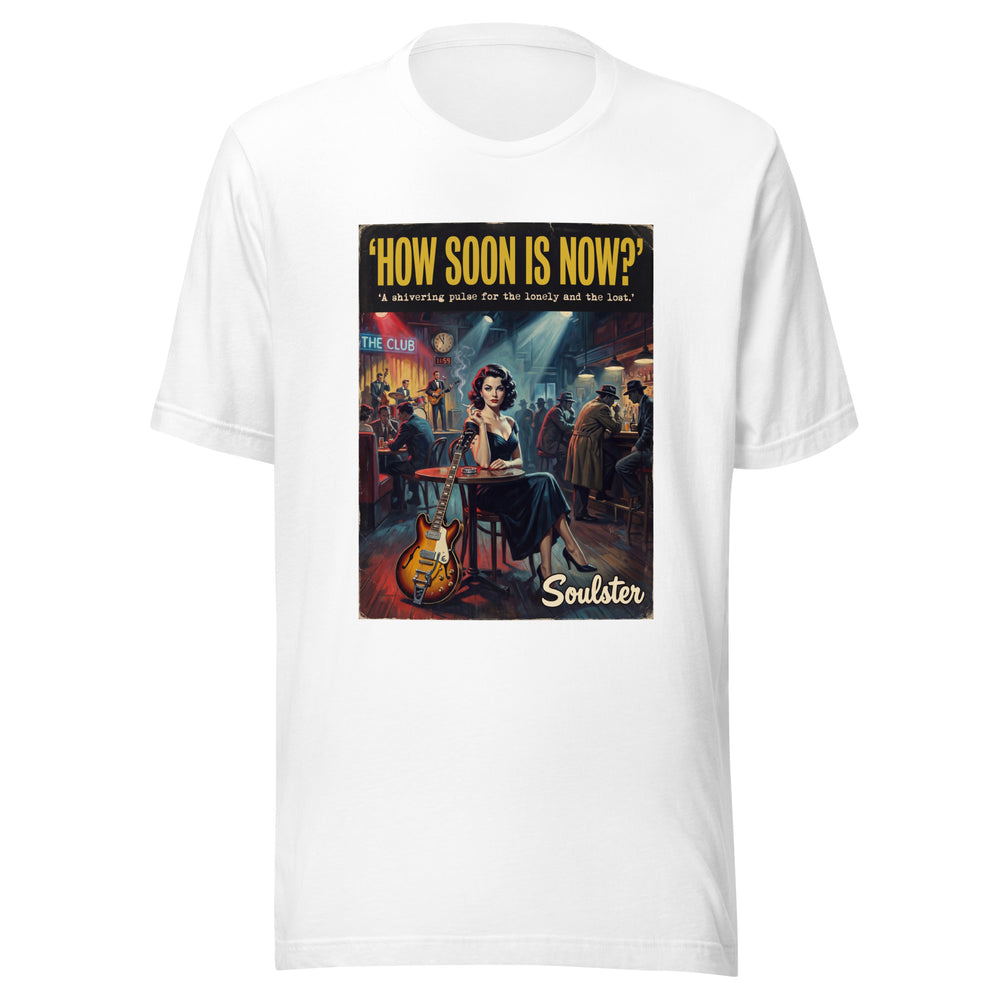 Soulster premium studio edition graphic t-shirt inspired by the timeless music legacy of How Soon Is Now T-Shirt - Film Noir Edition.