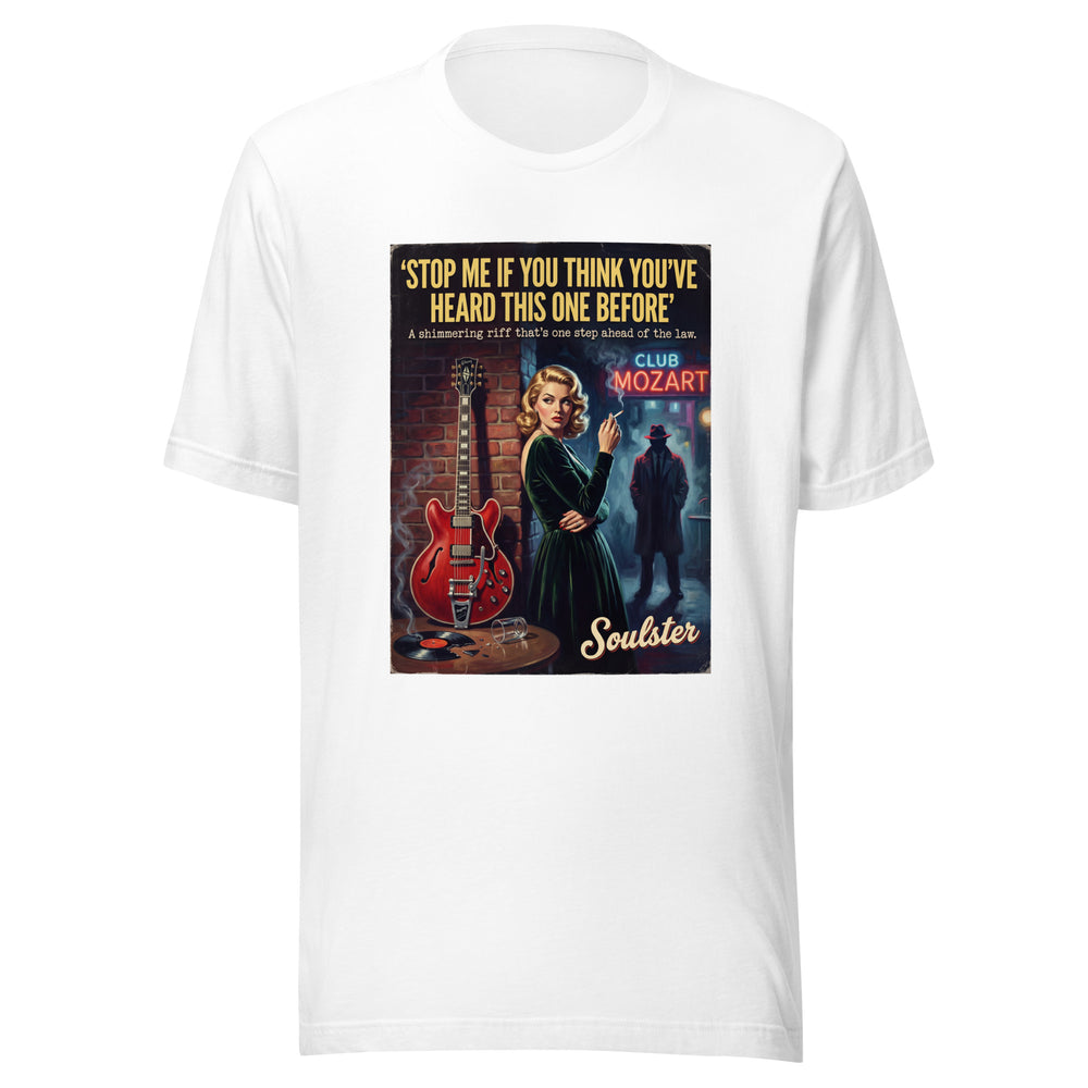 Soulster premium studio edition graphic t-shirt inspired by the timeless music legacy of Stop Me If You Think You've Heard This One Before T-Shirt - Film Noir Edition.