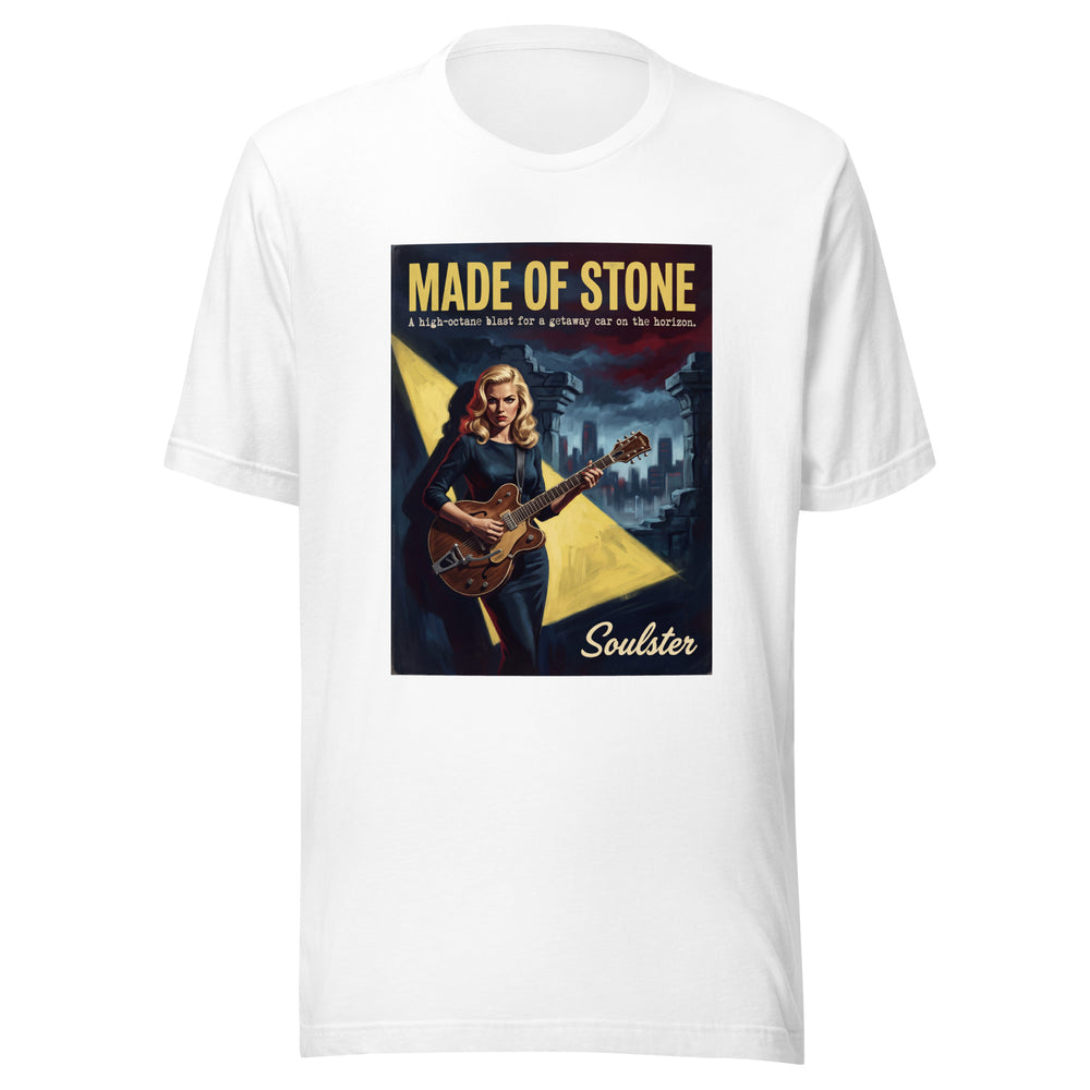 Soulster premium studio edition graphic t-shirt inspired by the timeless music legacy of Made Of Stone T-Shirt - Film Noir Edition.