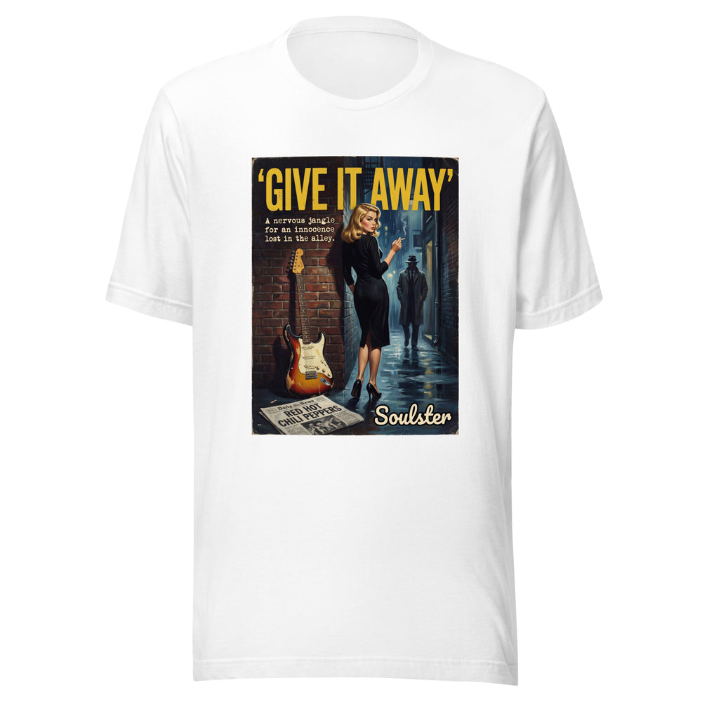 Soulster premium studio edition graphic t-shirt inspired by the timeless music legacy of Give It Away T-Shirt - Film Noir Edition.