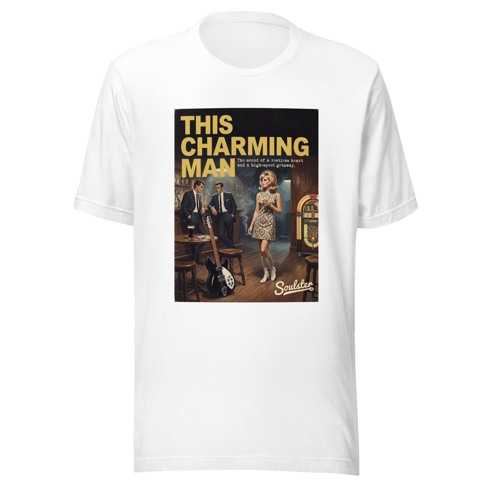 Soulster premium studio edition graphic t-shirt inspired by the timeless music legacy of This Charming Man T-Shirt - Paperback Edition.