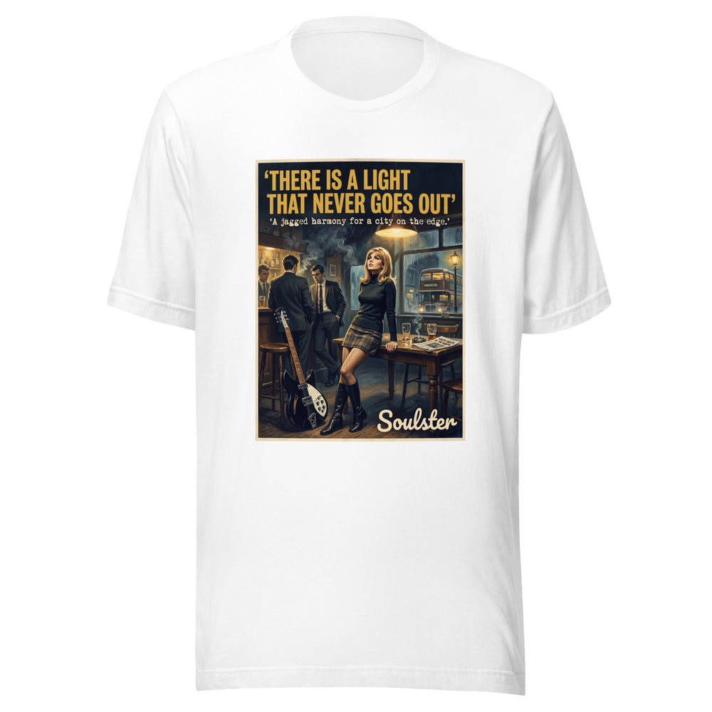 Soulster premium studio edition graphic t-shirt inspired by the timeless music legacy of There Is A Light That Never Goes Out T-Shirt - Paperback Edition.