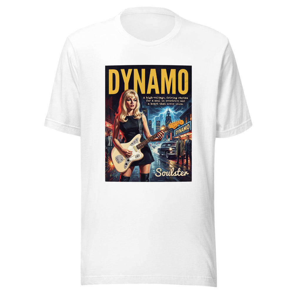 Soulster premium studio edition graphic t-shirt inspired by the timeless music legacy of Dynamo T-Shirt - Paperback Edition.