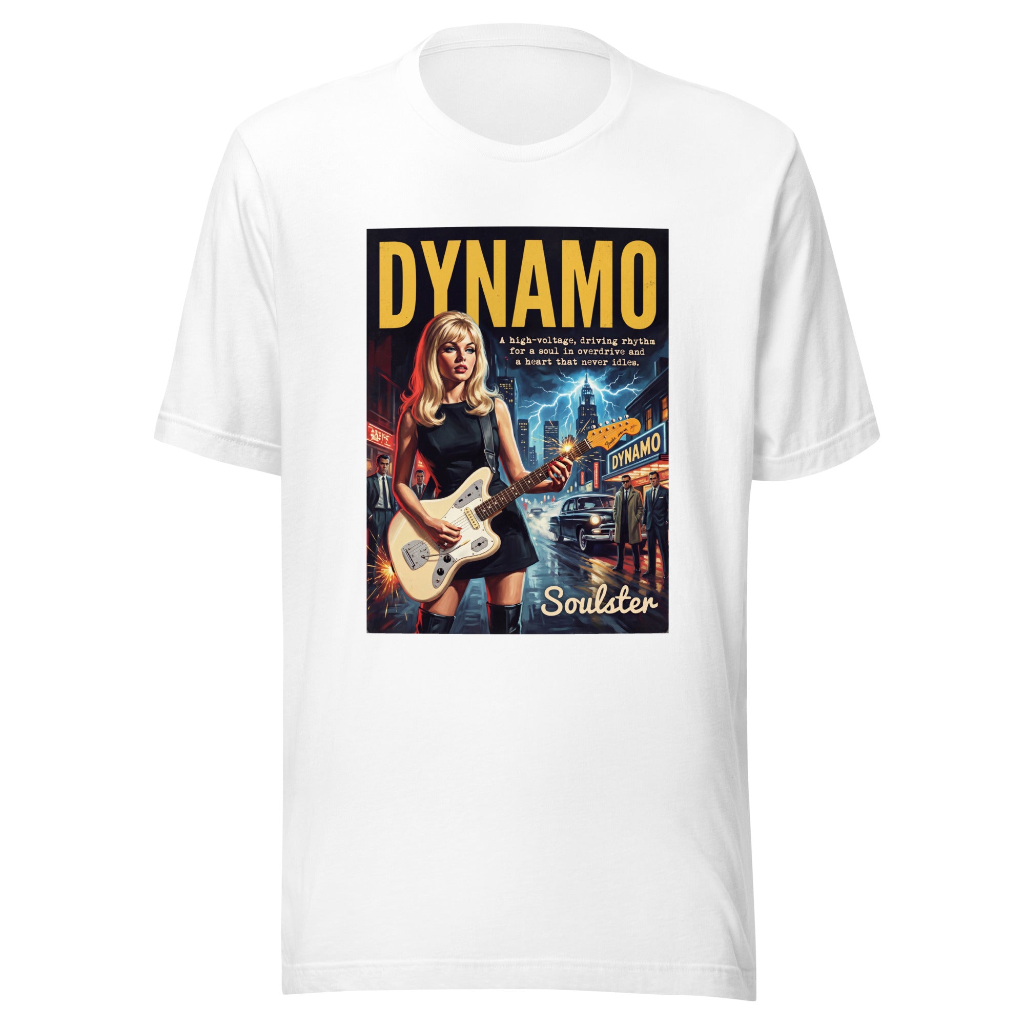Soulster premium studio edition graphic t-shirt inspired by the timeless music legacy of Dynamo T-Shirt - Paperback Edition.