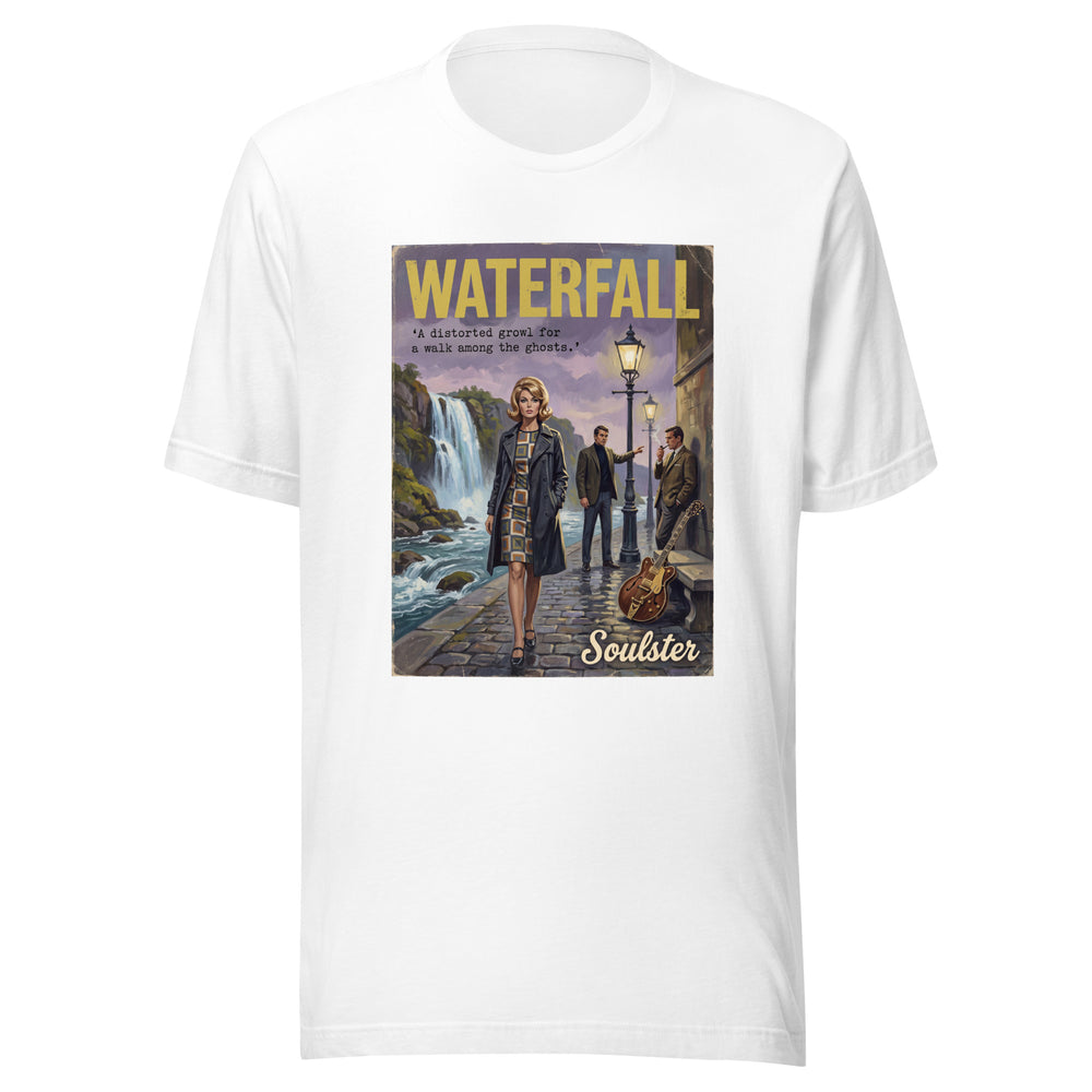Soulster premium studio edition graphic t-shirt inspired by the timeless music legacy of Waterfall T-Shirt - Paperback Edition.