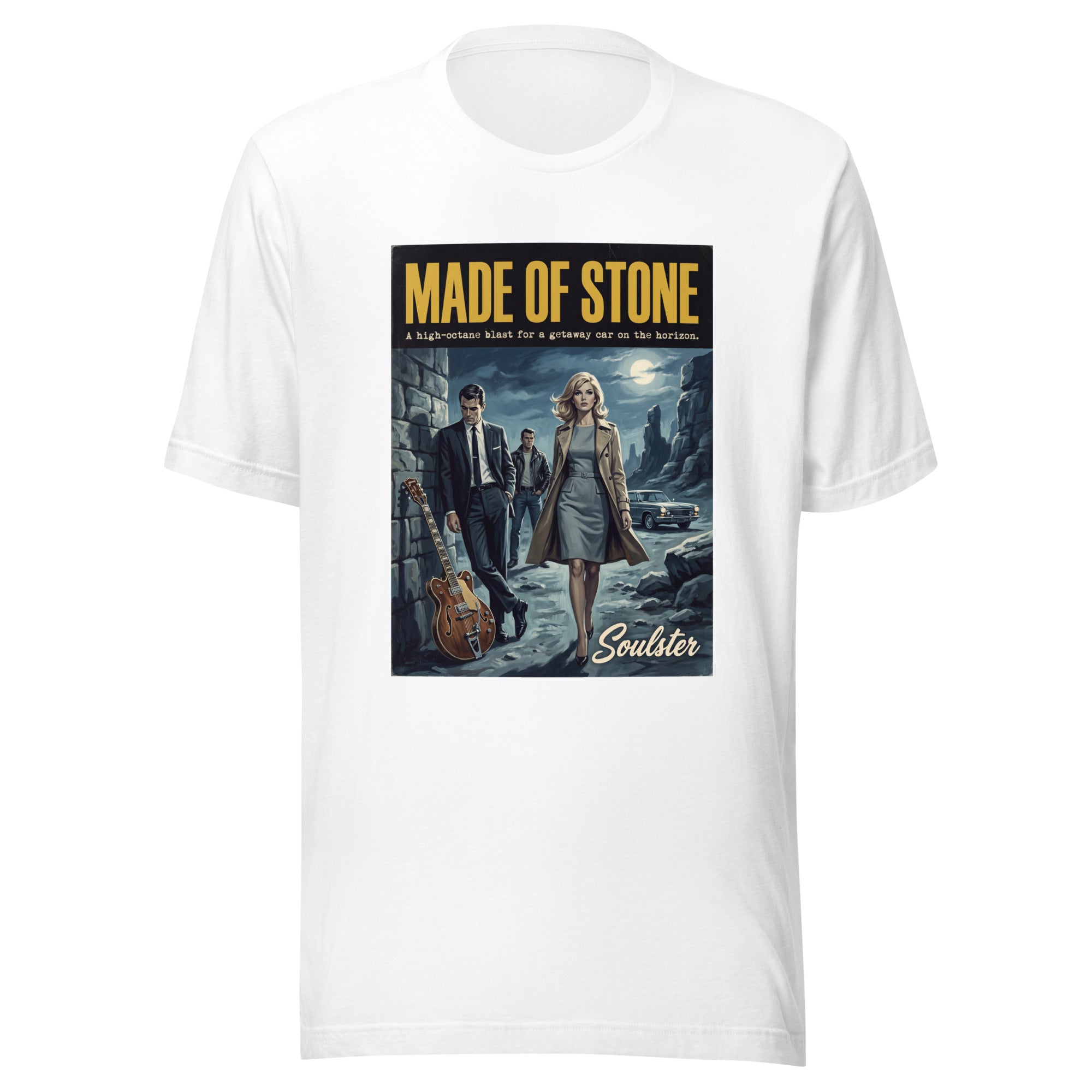 Soulster premium studio edition graphic t-shirt inspired by the timeless music legacy of Made Of Stone T-Shirt - Paperback Edition.
