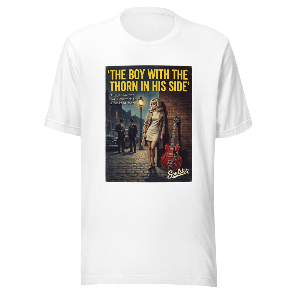 Soulster premium studio edition graphic t-shirt inspired by the timeless music legacy of The Boy With The Thorn In His Side T-Shirt - Paperback Edition.